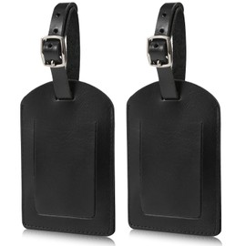 Ringsun Genuine Leather Luggage Tag for Suitcases ID Tags Bag Tags for Luggage (2 Pack)