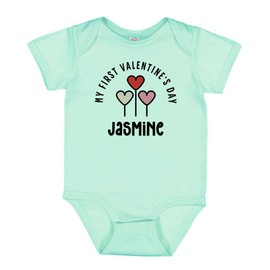 TATY Kids My First Valentine's Day Jasmine Baby Infant One Piece Bodysuit 6 Months Chill Blue