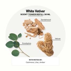 Apotheke Scent Tower Aromatherapy Diffuser Fragrance Refill, White Vetiver (30 ml) - Long-Lasting Perfume-Grade Essential Oil for Clean & Fresh Home, Office, Hotel & Large Rooms