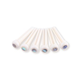 Metallor Bone Guitar Bridge Pins String Pegs End Pins for 6 String Acoustic Guitar Parts Replacement Set of 6 Pieces White with 4mm Abalone Dot.