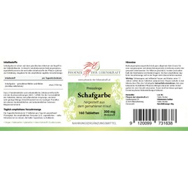 Yarrow Tablets - 300 mg Active Ingredient, Achillea Millefolium Tablets, Premium Quality, Made in Austria, Tablets Instead of Capsules, Vegan