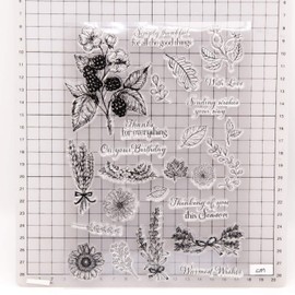 Arrietty DIY Flowers Leaves Dandelion Wheatear Greeting Words Birthday Thinking of You Clear Stamps for Card Making Decoration and DIY Scrapbooking