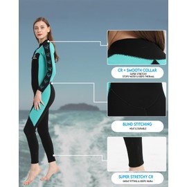 Jintaleco 3/2 mm Wetsuits for Women, Premium Neoprene Front Zip Women Wet Suit for Surfing, Swimming, Diving and Water Sports