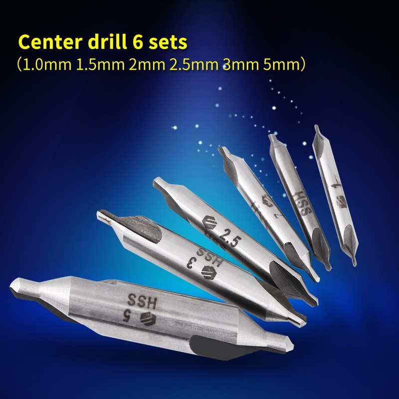 Pilot Drill Set, HSS Center Drill, 6 Pieces High Speed