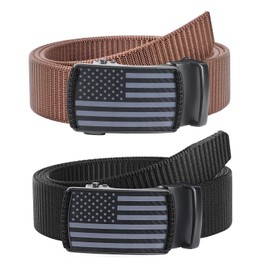 SANSTHS 2 Pack Mens Belts Golf Belt, Tactical Work Belt Web Nylon Ratchet Belts for Men