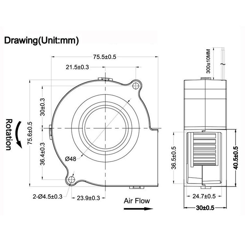 Wathai DC Centrifugal Fan 12V 75mm x 30mm Brushless Cooling