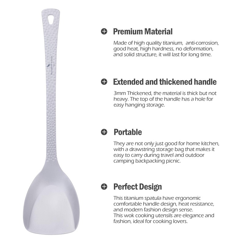 Boundless Voyage Titanium Spatula Food Turner Lightweight Food Grips Cooking