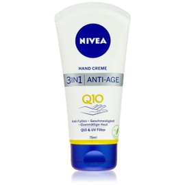 NIVEA 3-in-1 anti-ageing Q10 hand cream, 75 ml, anti-wrinkle hand care with Q10 and UV filter, nourishing skin cream for normal to dry hands