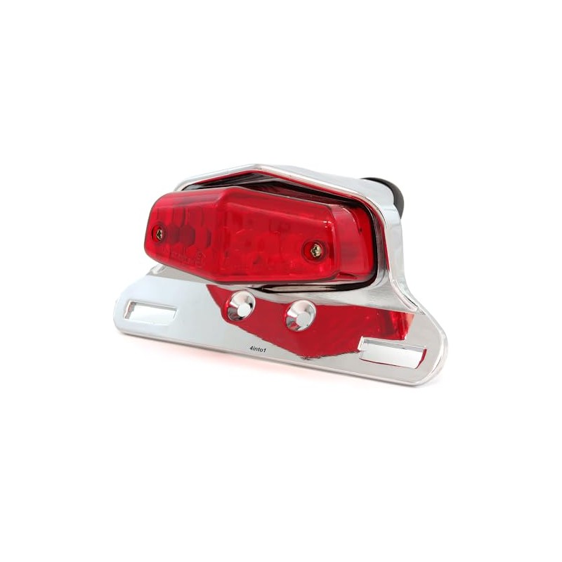 4into1 Lucas Style LED Tail Light Assembly - Chrome w/Red