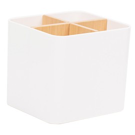 VILLFUL Japanese Style Desktop Organizer Box Bamboo Multi-Section Cosmetics Storage Desk Brush Holder