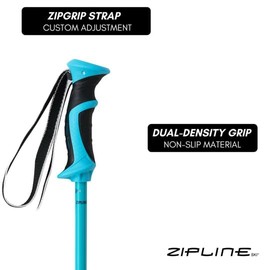 Zipline Lollipop 14.0 Graphite Carbon Composite Ski Poles – Lightweight Ergonomic Grip, Vibration Dampening, Groomers and Freestyle. Choice of Olympic Skiers (Radiant Blue, 46" in./117 cm)