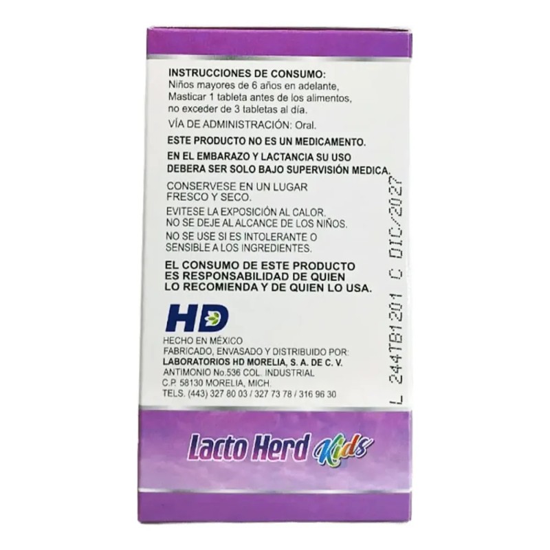 Lactobacilos Niños C/30 Tabs Mast Sabor Uva Lacto Herd Kids
