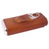 AMANCY Premium 3- Finger Brown Leather Cigar Case, Cedar Wood