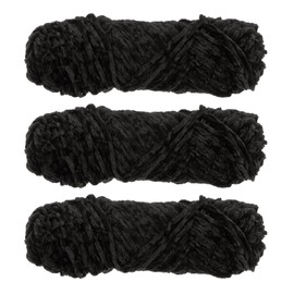 HARFINGTON 3 Skeins Chenille Yarn Soft Blanket Yarn 3x100gr/3.5oz (3x131yds) Polyester Velvet Fancy Fluffy Yarn Knitting for Crochet Weaving Scarf, Black