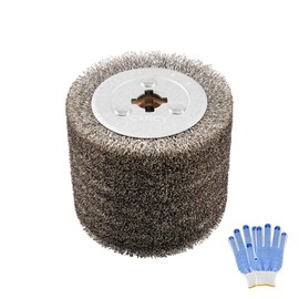 4.7" x 4" Stainless Steel Wire Drawing Wheel, Wire Brush Drum Surface Conditioning Tool, Metal Polishing Wheel for Metal Surface Polishing Grinding Removing Rust-3/4 Quad Keyway