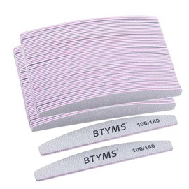 BTYMS 50 Piezas Limas de Uñas de Grano 100/180 - Tableros de Esmeril de Doble Cara para Uñas Acrílicas, de Gel y Naturales
