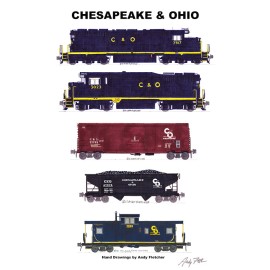 Chesapeake & Ohio Manifest Train 11"x17" Poster by Andy Fletcher signed