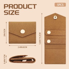 LELE LIFE 5 Pack Mini Travel Jewelry Case Pouch, Small Velvet Bag Traveling Jewelry Roll Storage Organizer with Snap Button for Women Ring Earring Ear Stud Necklace Gift Bags