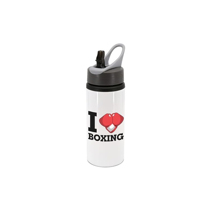 I love boxing, heart with boxing gloves, boxing water bottle,