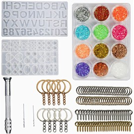 Yaozher 127 piezas de letras y números de resina para h tú smo, accesorios para manualidades, llaveros, kits de resina para adultos y principiantes cM