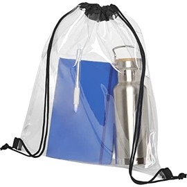 sin4sey Rucksack Sportbeutel transparent mit Kordel Tasche Gymsac (Schwarz)