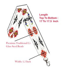 Weavish beaded lanyard with matching Beaded Native American style beaded Mens badge holder ID card holder (White Orange)