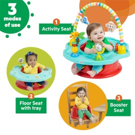 Bright Starts 3-in-1 SuperSeat Playful Paradise, Baby Activity Seat with Toys, Snacking Tray, Booster Seat, BPA Free Tray, Unisex, 6 Months +