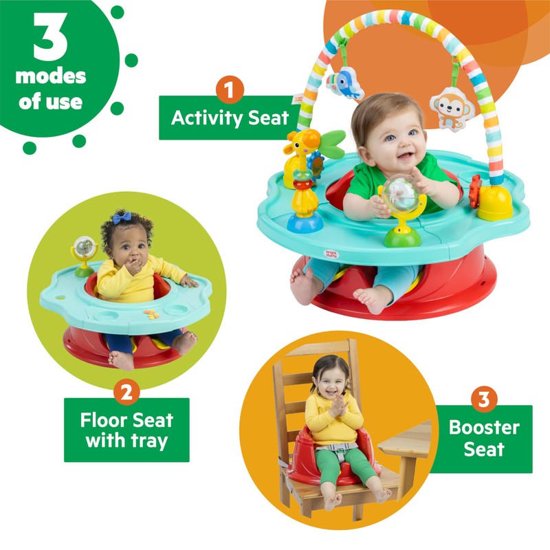 Bright Starts 3-in-1 SuperSeat Playful Paradise, Baby Activity Seat with