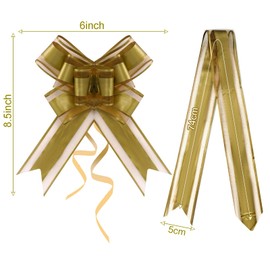 Rbenxia 10 PCS Large Pull Bows Wrapping Ribbon Pull Bows Gift Bows for Birthday Presents Wedding Gift Baskets Presents Package Bow Decoration (Gold)