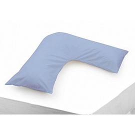Belledorm Blue V shaped pillow case cover with poppers - 200 thread count percale - pregnancy maternity orthopaedic support nursing (Sky Blue)