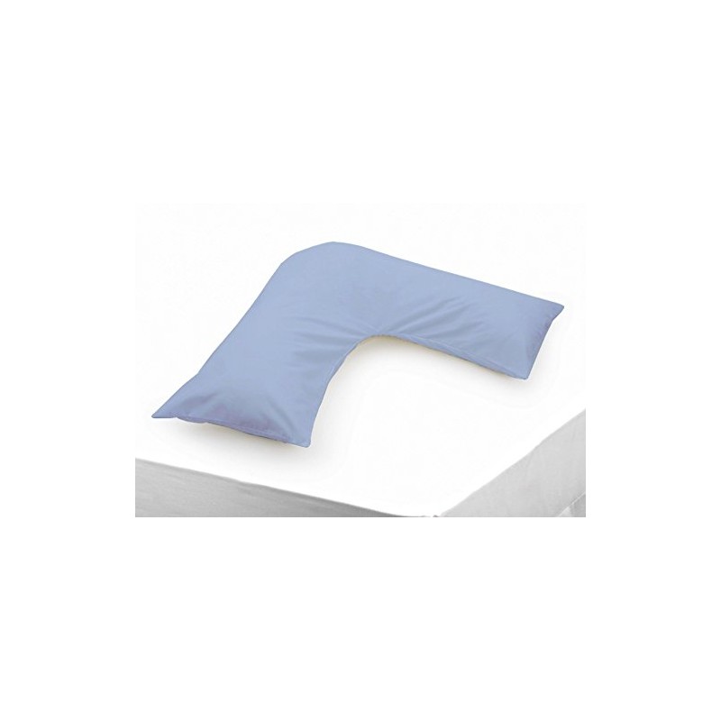 Belledorm Blue V shaped pillow case cover with poppers -