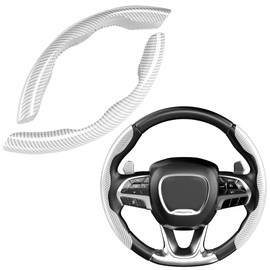 BenLoc Hard Carbon Fiber Steering Wheel Cover, Universal Car Steering Wheel Cover Protector, Segmented Non-Slip Carbon Fiber Car Wheel Cover (Gloss White Carbon Fiber)