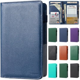 EcoVision Server Book for Waitress, Leather Waiter Organizer with Zipper Pocket, Restaurant Waitstaff Booklet, Guest Check Holder with Money Pocket, Fits Server Apron