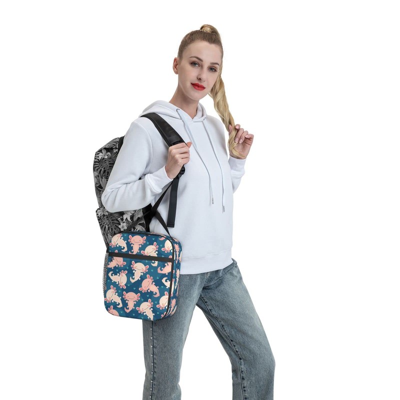 Yilad Axolotl Lunch Box Insulated Reusable Lunch Bag Cooler Bag