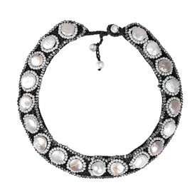 Statement Cultured Freshwater Pearl Coin Embellished Bib Necklace