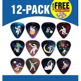 Creanoso Astronaut in Space Guitar Picks (12-Pack) – Stocking Stuffers Premium Quality Gift Ideas Corporate Tokensfor Friends and Family - Cool Guitar Plectrums & Tools Accessory