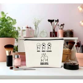 Dejfel Rock Paper Scissors Funny Cute Makeup Bag,Gifts for Cat Lovers,Cat Themed Gifts for Women,Cosmetic Bags Zipper Pouch Travel Toiletry Bag,