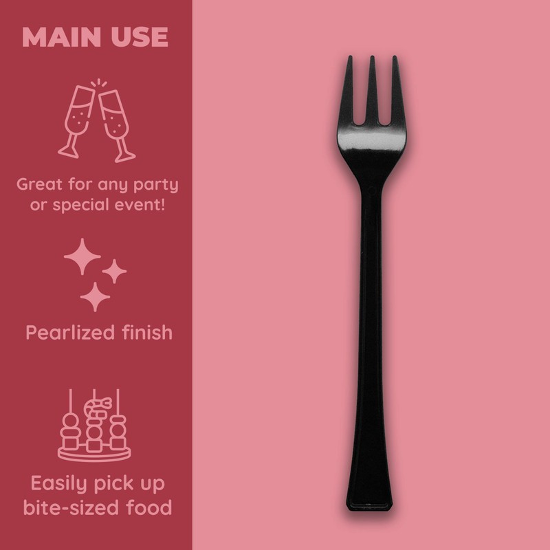 Jacent 48 Count Black Mini Appetizer Forks, 1-Pack
