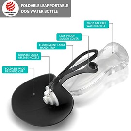 TIOVERY Botella de Agua para Perro, Dispensador de Agua Portátil, a Prueba de Fugas, con Taza para Beber, Negro