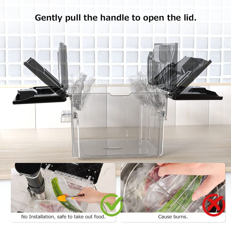 Sous Vide Container with Lid Double-Door-Opening Design 11.65 QT Sous