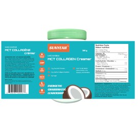 MCT Collagen Coffee Creamer Powder, Keto Collagen Creamer, 30 Servings Sugar-Free, 300 g, Pure Coconut C8 C10 MCT Oil Powder mixed with Marine Collagen Peptides