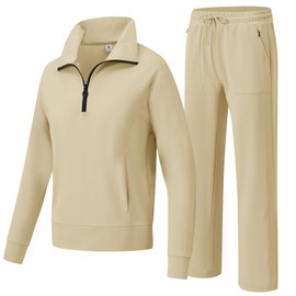 YSENTO Women's Jogging Suits Outfits 2 Pieces Travel Clothes Tracksuits Sweat Suits Lounge Sets Matching Set Grey Coffee XL