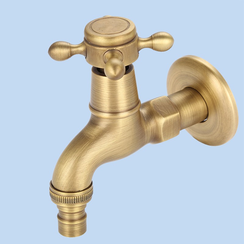 Vintage Solid Brass Single Handle Faucet for Washing Machine Wall