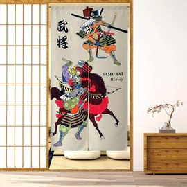 Vtrbwze Noren Japanese Doorway Curtain Japanese Knigh SyogunTtapestry Decorations Room Divider Curtain Privacy Anime Warrior Curtains (Samurai, 33.5"x 67") NR1285