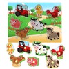 Wooden Jigsaw Puzzle Farm Animals Baby Puzzles Peg Puzzle Educational
