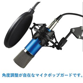 Audiofan Microphone Pop Guard Pop Filter Noise Prevention Double Layered Transformable Arm Flexible Arm 360° Mount Microphone Stand Studio Recording Black