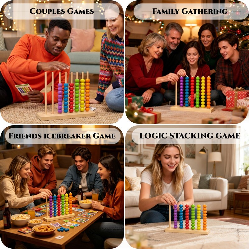 Wooden Color Stacking Puzzle Game for Adults with 20 Challenge
