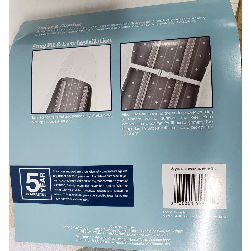 Whitmor Padded Ironing Board Cover &Pad (for 54" boards) MULTICOLOR