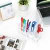 HIIMIEI Acrylic Pen Holder 4 Compartments Clear Makeup Brushes Holder