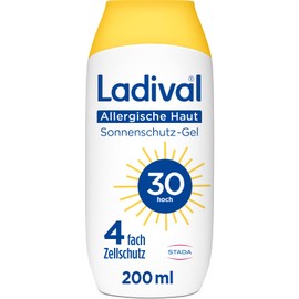 Ladival Allergic Skin Sun Protection Gel SPF 30: Sun Cream for the Body for Sun Allergy and Mallorca Acne, Waterproof, with 4-Way Cell Protection, 200 ml